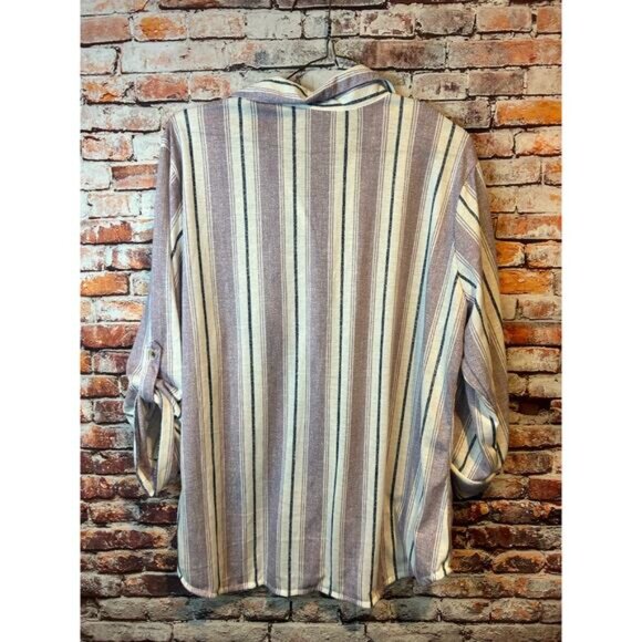 NEW purple ivory Eden & Olivia striped  3/4 sleeve top blouse women's size XL - Picture 2 of 7